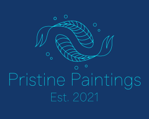 Blue Pisces Fish Swimming  logo design