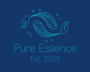 Blue Pisces Fish Swimming  logo design