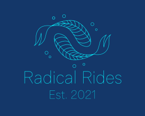 Blue Pisces Fish Swimming  logo design