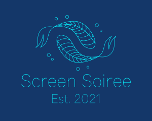 Blue Pisces Fish Swimming  logo design