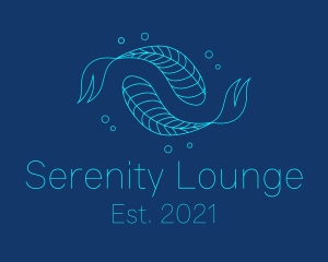 Blue Pisces Fish Swimming  logo design