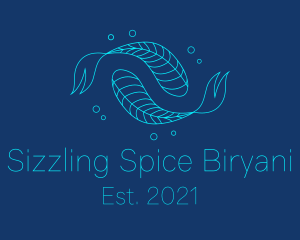 Blue Pisces Fish Swimming  logo design