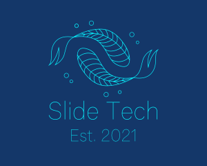 Blue Pisces Fish Swimming  logo design