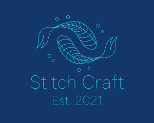 Blue Pisces Fish Swimming  logo design