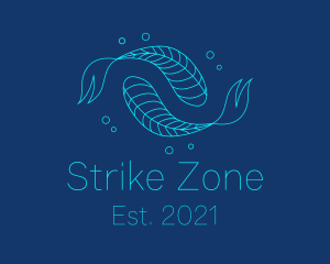 Blue Pisces Fish Swimming  logo design