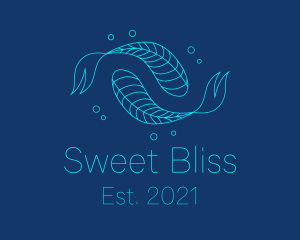 Blue Pisces Fish Swimming  logo design