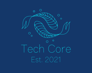 Blue Pisces Fish Swimming  logo design