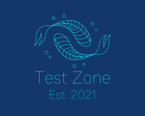 Blue Pisces Fish Swimming  logo design