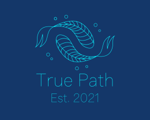 Blue Pisces Fish Swimming  logo design