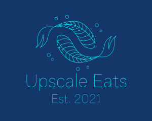 Blue Pisces Fish Swimming  logo design