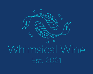 Blue Pisces Fish Swimming  logo design