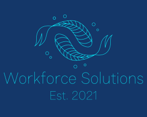 Blue Pisces Fish Swimming  logo design