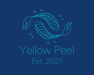 Blue Pisces Fish Swimming  logo design