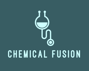 Chemistry Flask Stethoscope logo design