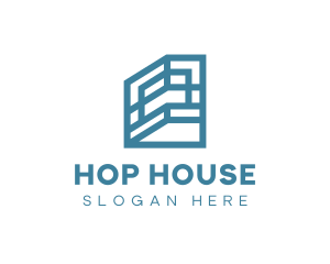 Blue Shelf Frame House logo design