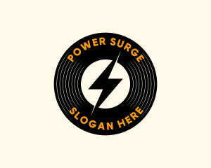 Lightning Vinyl Record Badge logo