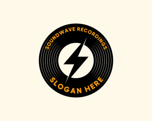 Lightning Vinyl Record Audio logo design