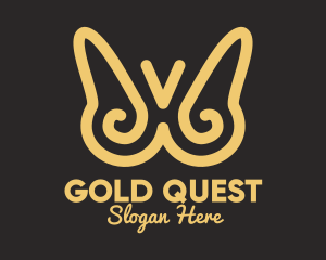 Gold Butterfly Monoline logo design