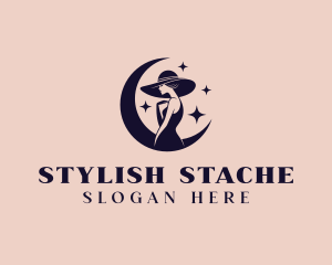 Stylish Feminine Moon logo design