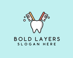 Dental Tooth Toothbrush  logo design