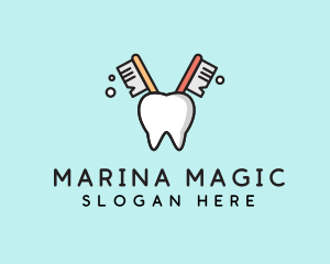 Dental Tooth Toothbrush  logo design