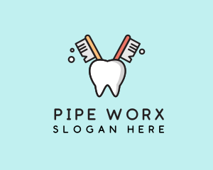 Dental Tooth Toothbrush  logo design