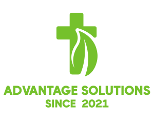 Organic Leaf Cross logo design
