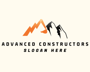 Exacavator Mountain Mining Quarry logo design