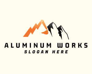 Exacavator Mountain Mining Quarry logo design