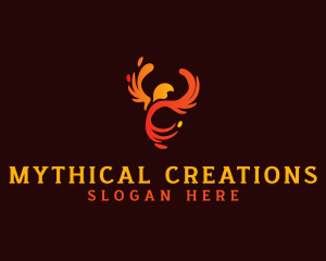 Mythical Fire Phoenix logo design