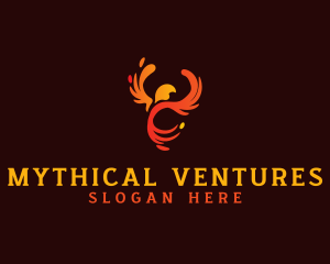 Mythical Fire Phoenix logo design