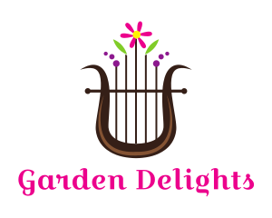 Floral Harp Instrument   logo design