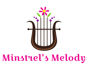 Floral Harp Instrument   logo design