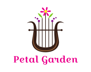 Floral Harp Instrument   logo design