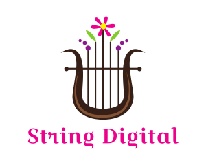 Floral Harp Instrument   logo design