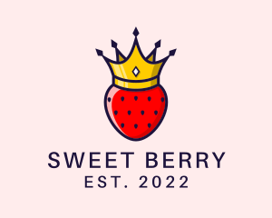 Strawberry Fruit Crown logo design