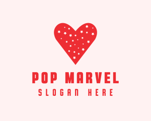 Star Red Love Heart logo design