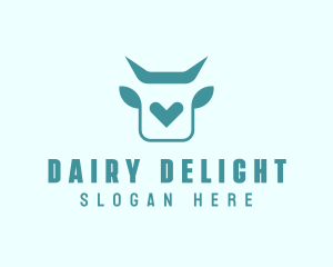 Cow Dairy Heart logo design