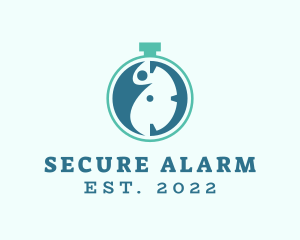 Human Clock Alarm logo design