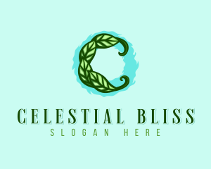 Leaf Wellness Letter C logo design