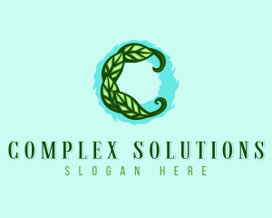 Leaf Wellness Letter C logo design