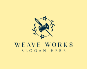 Floral Needle Spool Seamstress logo design