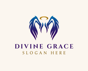 Gradient Angel Wings logo design