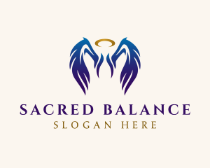 Gradient Angel Wings logo design