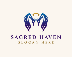 Gradient Angel Wings logo design