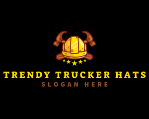 Hard Hat Construction Hammer logo design