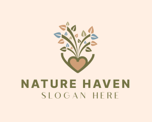 Nature Heart Plant  logo design