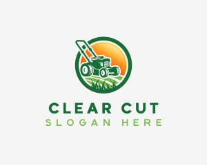 Grass Cutting Lawn Mower logo design