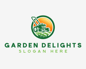 Grass Cutting Lawn Mower logo design