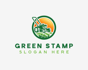 Grass Cutting Lawn Mower logo design